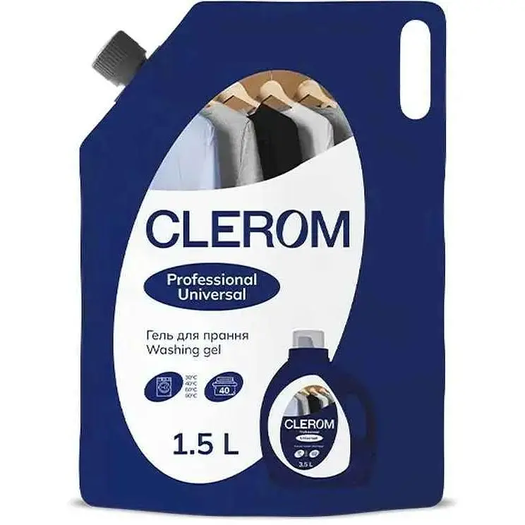 Гель для прання CLEROM 1.5л Professional Universal дой-пак