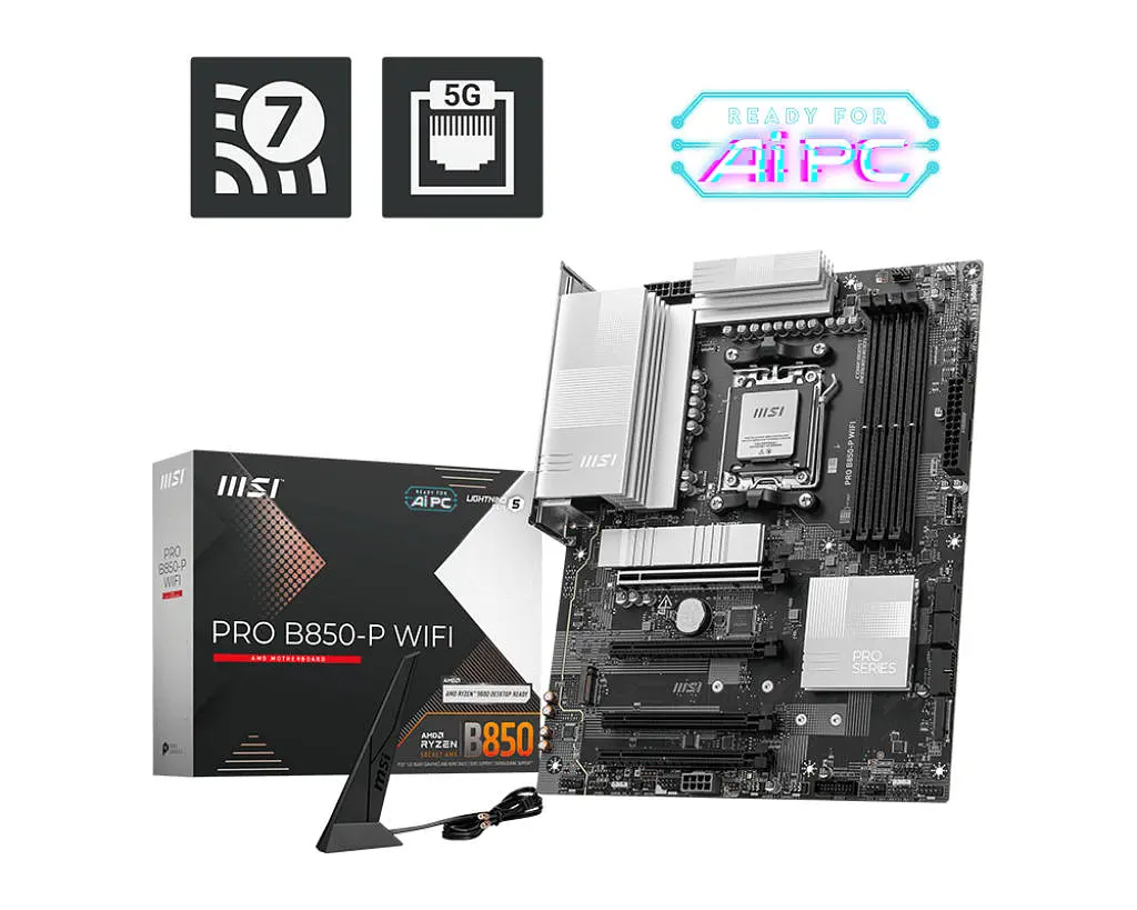 MSI Материнська плата PRO B850-P WIFI sAM5 B850 4xDDR5 M.2 HDMI WiFi BT ATX - фото 6