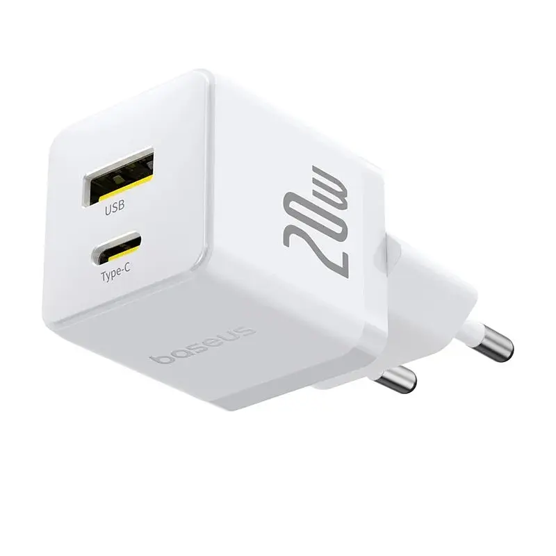 МЗП Baseus Palm Fast Charger 20W (1USB-A/1C) + кабель Type-C to Type-C (P10111608) Moon White - фото 2