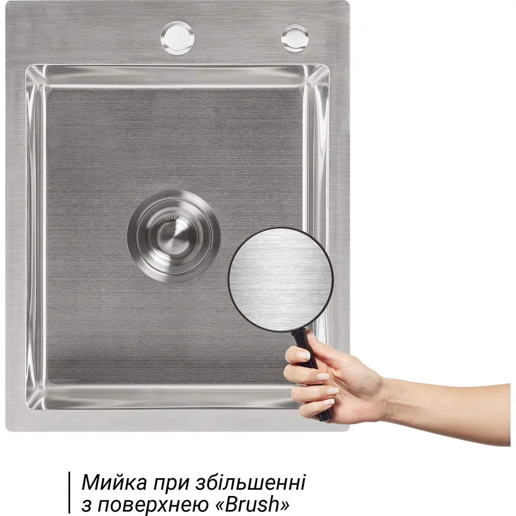 Мийка для кухні Lidz Handmade H4050 інтегрована 3.0/1.0 мм Brushed Steel (LDH4050BRU39258) - фото 7