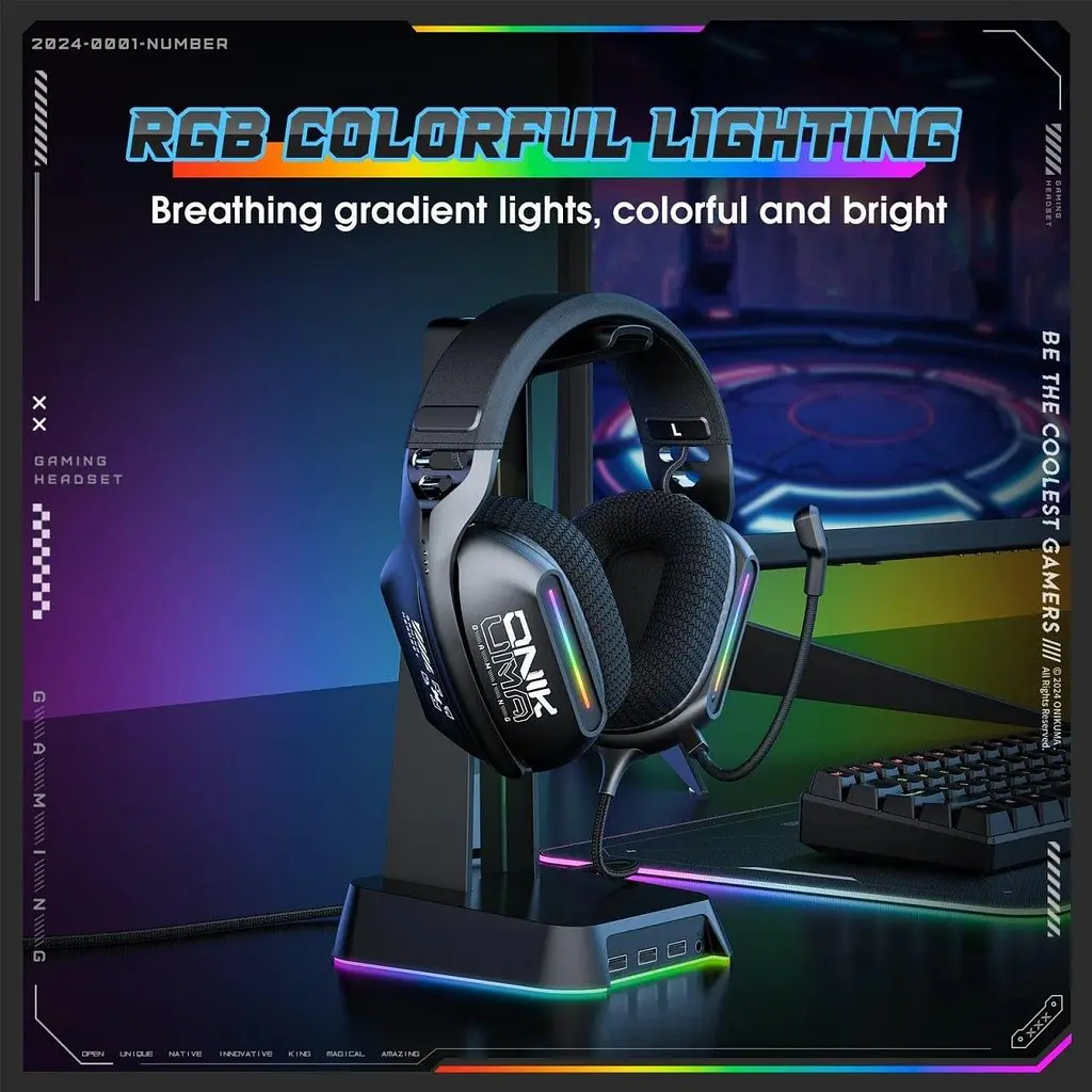 Навушники Onikuma геймерські дротові X-12 Pro з мікрофоном та RGB підсвіткою ігрова гарнітура для ПК - фото 5