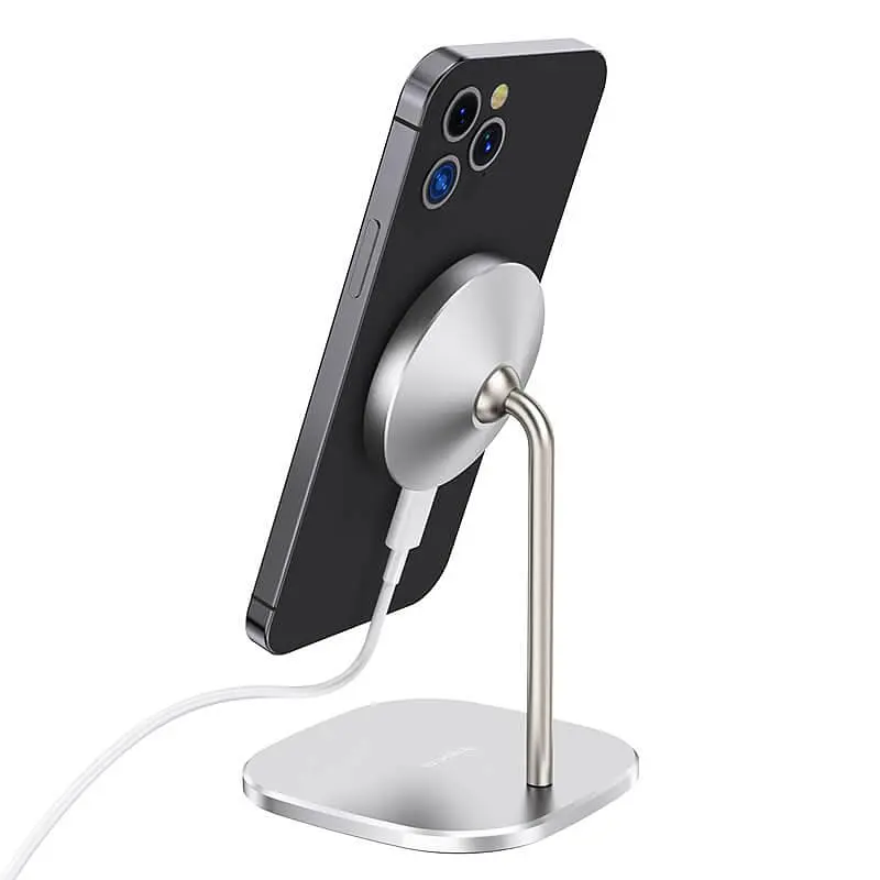 Зарядка беспроводная металлическая HOCO CW32 Happiness magnetic desktop wireless charger 15W белая - фото 8