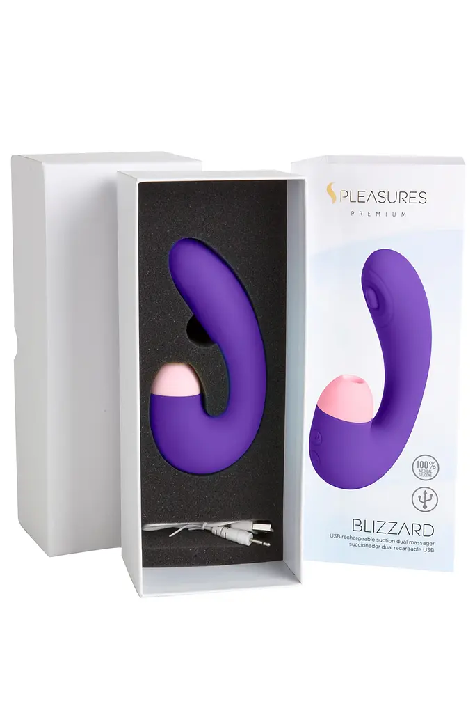 Вакуумный стимулятор клитора с вибрацией Pleasures Premium Blizzard фиолетовый - фото 4
