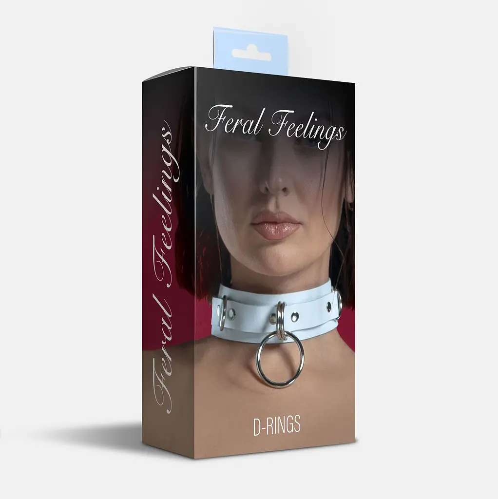 Нашийник для фіксації з натуральної шкіри Feral Feelings - D-Rings White - фото 2