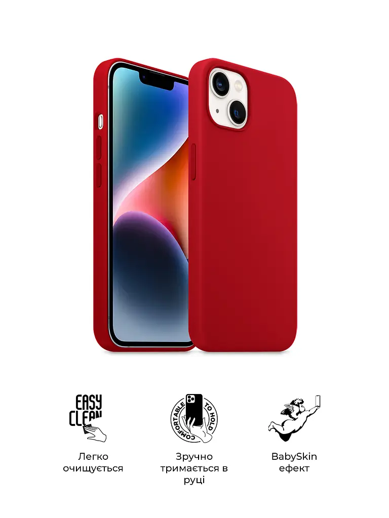 Силиконовый чехол для Apple iPhone 14 Plus, ICON2 Case, красный, противоударный, панель, защита всего корпуса, матовая поверхность Soft Touch, выступает над дисплеем, совместим с защитными стеклами и пленками, с микрофиброй, ArmorStandart (ARM63610) - фото 3