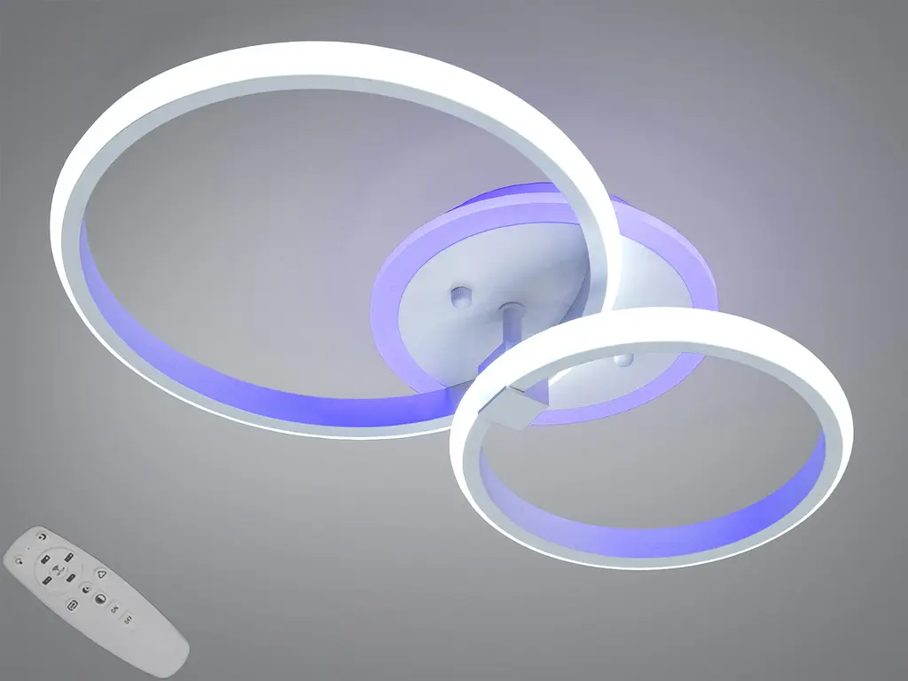 Люстра стельова Diasha 2526/2WH LED 3color біла 2 кільця пульт