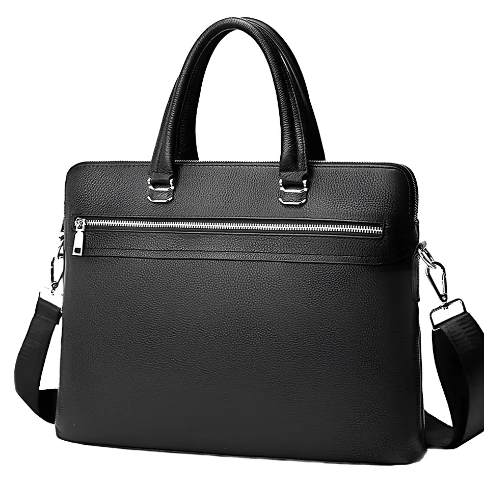 Шкіряна чоловіча сумка для документів та ноутбука чорна Tiding Bag NV23712 37 см - фото 11