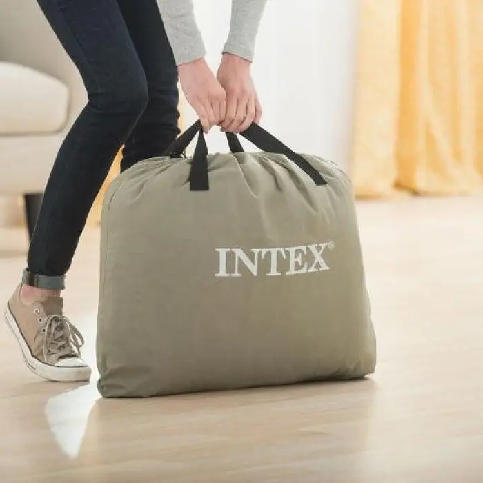 Односпальный надувной матрас с подголовником Intex Велюр 191х99х25см Черный (46582) - фото 2
