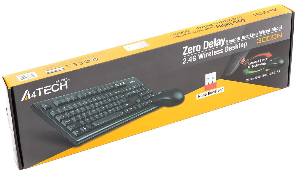 Бездротовий комплект (клавіатура + миша) A4Tech 3000N V-Track Wireless Black (3000N (GK-85+G3-200N)) - фото 3