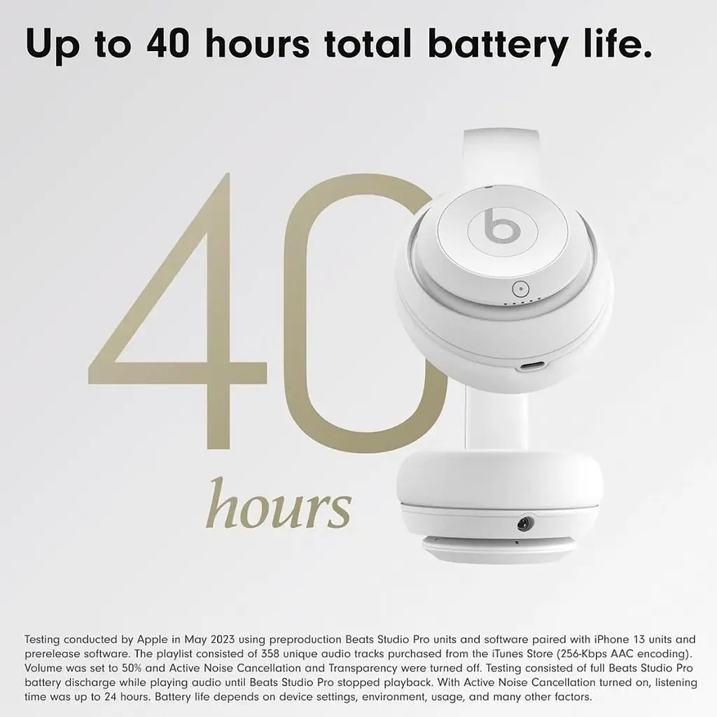 Наушники беспроводные Beats Studio Pro Matte White (MC2P4) стереогарнитура матовая белая - фото 4