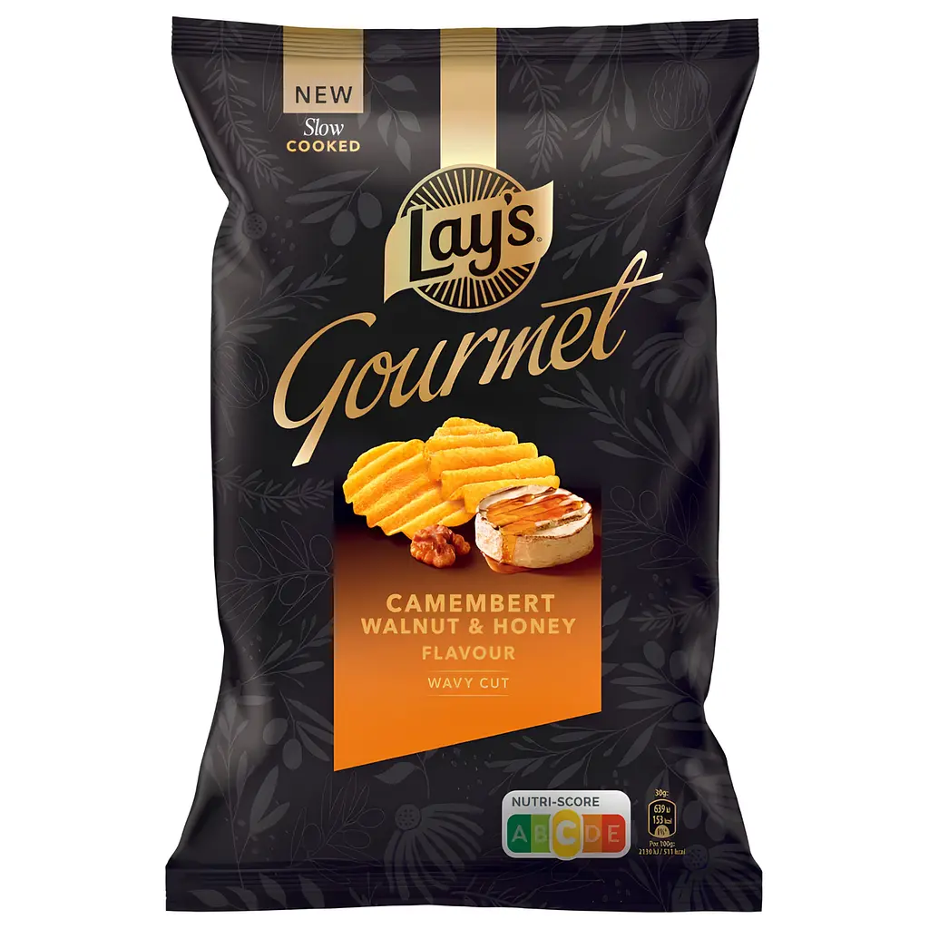 Чіпси Lay’s Gourmet зі смаком камамбера, меду та волоського горіха 120 г
