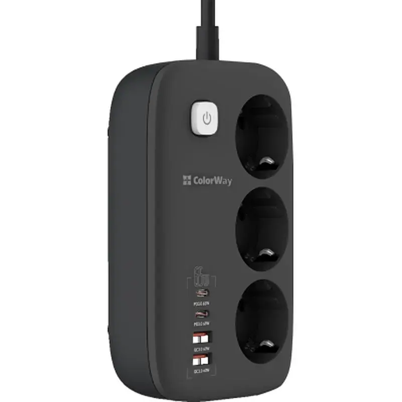 Мережевий фільтр живлення ColorWay CW-CHE34PDB 3 роз/4USB GaN3 Pro (CW-CHE34PDB) - фото 2