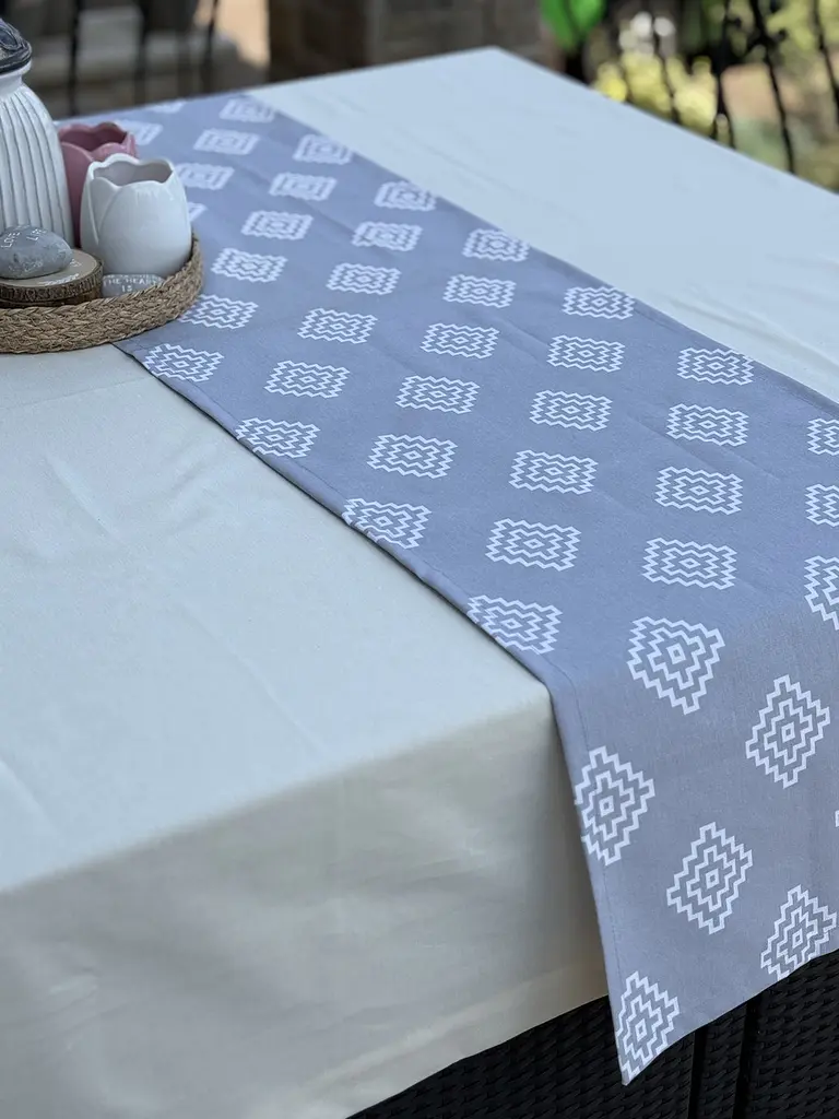 Ранер доріжка Ecotton DUCK 45x170 см для обіднього столу водовідштовхувальна сірого кольору геометрія (25147) - фото 9