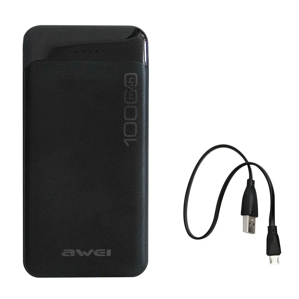 Повербанк 10000mAh портативная зарядка для телефона черная Awei P37K Power Bank - фото 4