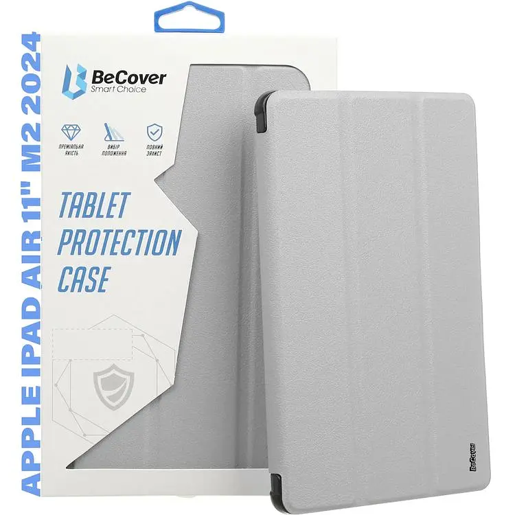 Чохол-книжка BeCover Soft Edge TPU з кріпленням Apple Pencil для Apple iPad Air 11" M2/M3 2024/2025 Gray (711705) - фото 6