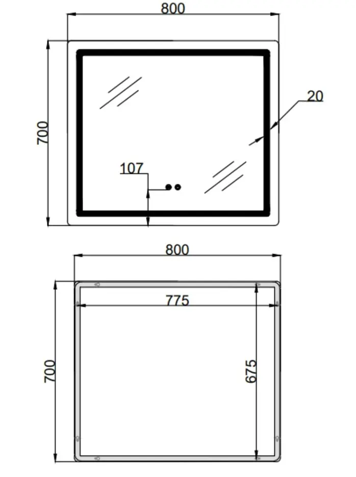 Дзеркало Qtap Mideya (MI2) прямокутне з LED-підсвічуванням Touch QT2078NCF807048476 - фото 2