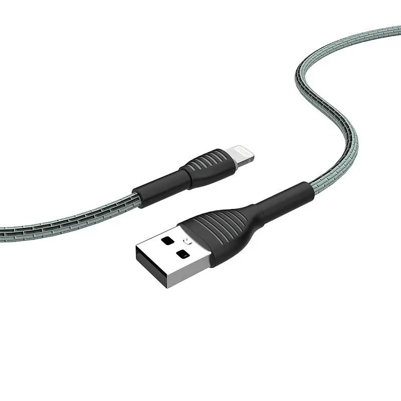 Кабель ColorWay USB - Lightning (M/M), braided cloth, 3 А, 1 м, Gray (CW-CBUL041-GR) - фото 4