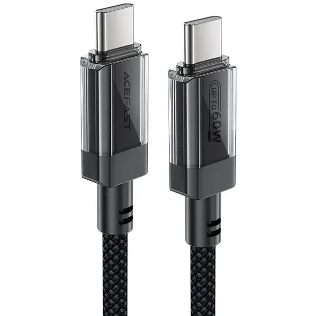 Кабель USB 2.0 Type-C M-M, 1.2 м, 60W stainless steel Чорний, C12-03 Acefast - фото 2