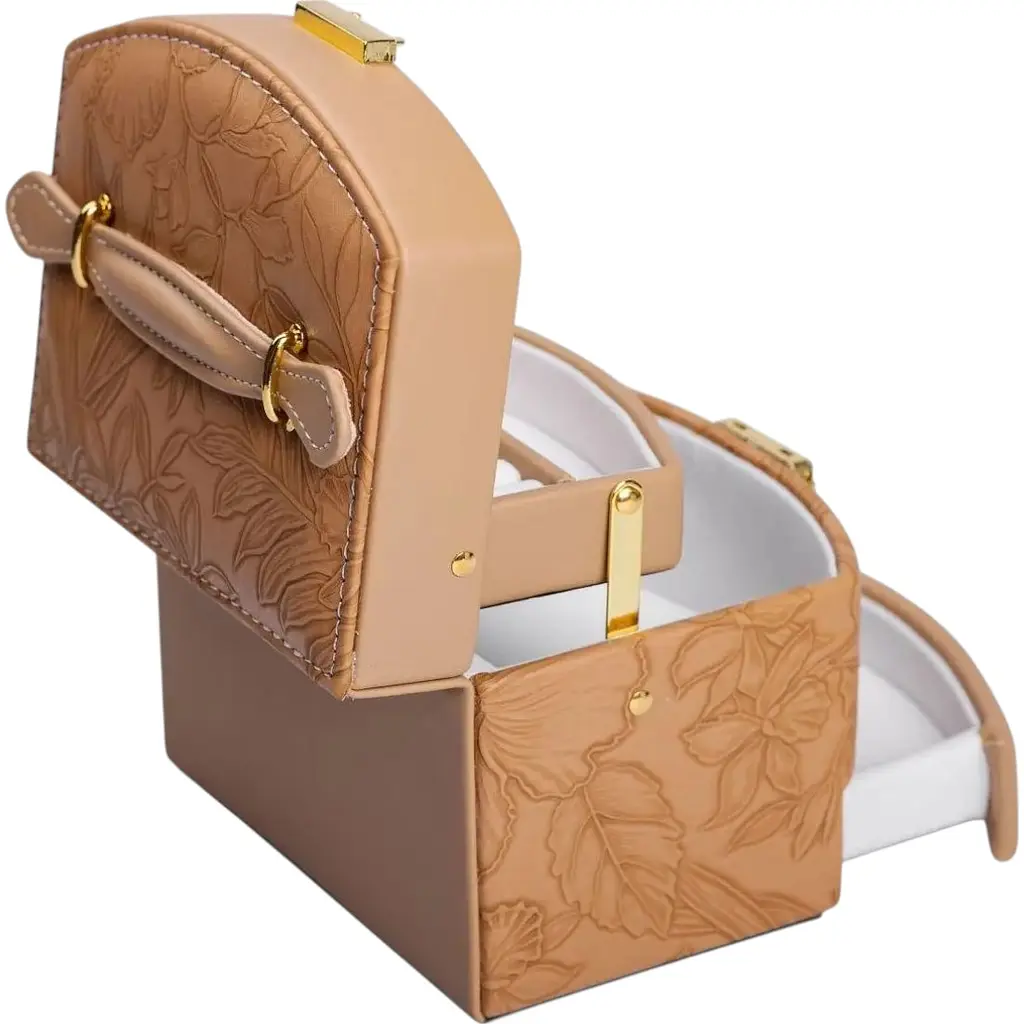 Кейс-шкатулка для украшений Yiwu с замком 15.5х11.5х11.5 см коричневый HP-5-23BR - фото 5