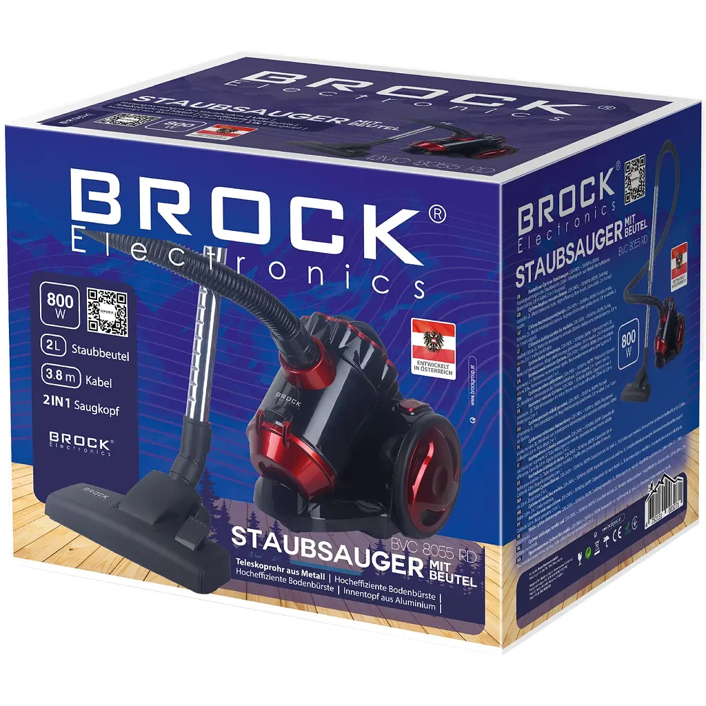 Пилосос Brock BVC 8055 RD контейнерний 800 Вт 2 л фільтр НЕРА чорно-червоний - фото 2