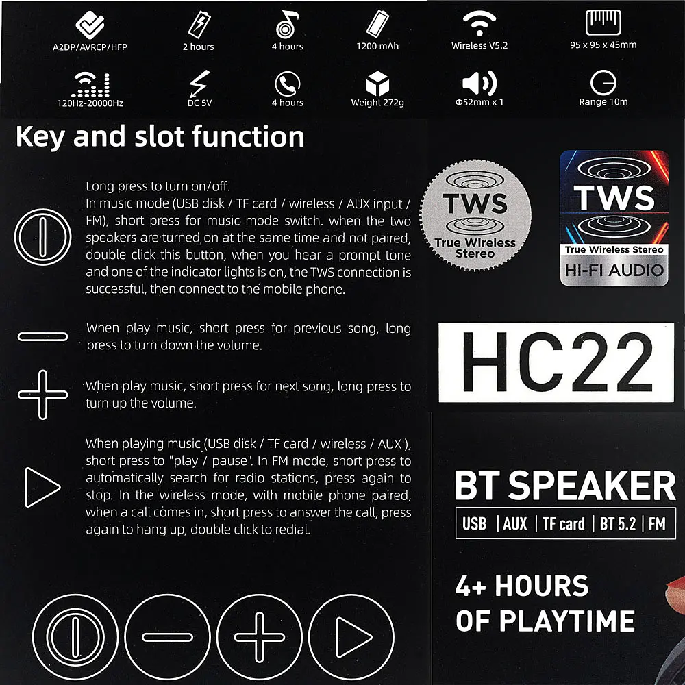 Портативна Bluetooth-колонка Hoco HC22 Auspicious sports BT speaker Black - фото 4