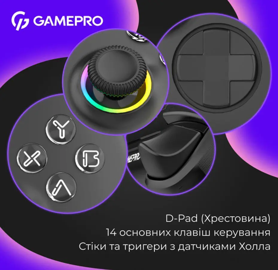 Геймпад джойстик GamePro GP-X13-B Xinput Bluetooth/2.4G/USB (Switch/PC/iOS/Android) Black - фото 11