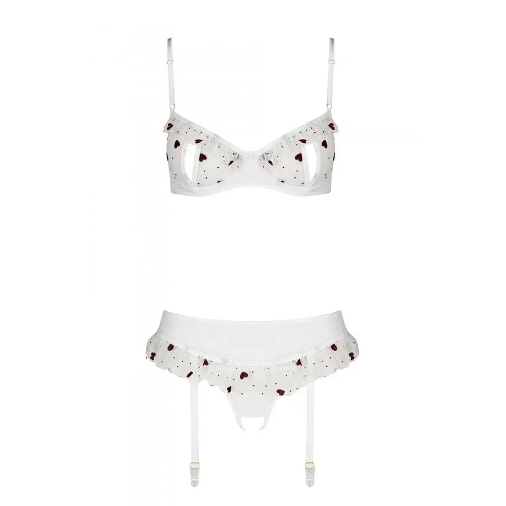 Сексуальний комплект з поясом для панчіх Passion LOVELIA SET L/XL, white - фото 5