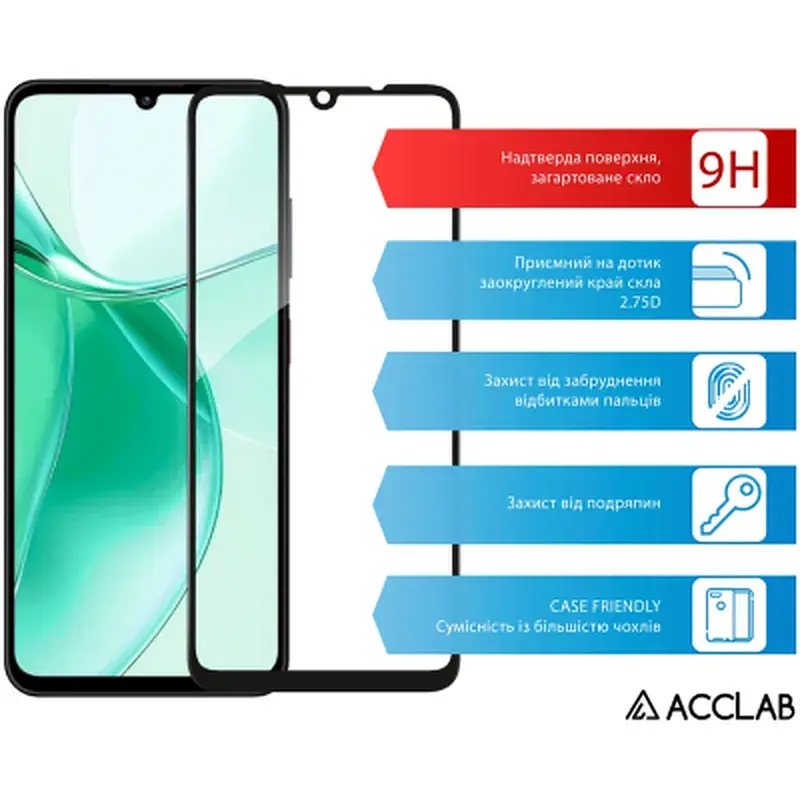 Скло захисне ACCLAB Full Glue ZTE Blade A35 Black (1283126598845) - фото 3
