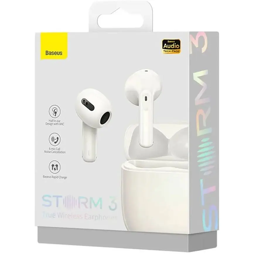 Bluetooth Наушники Baseus Storm 3 беспроводная стерео гарнитура NGTW140102 белая - фото 6