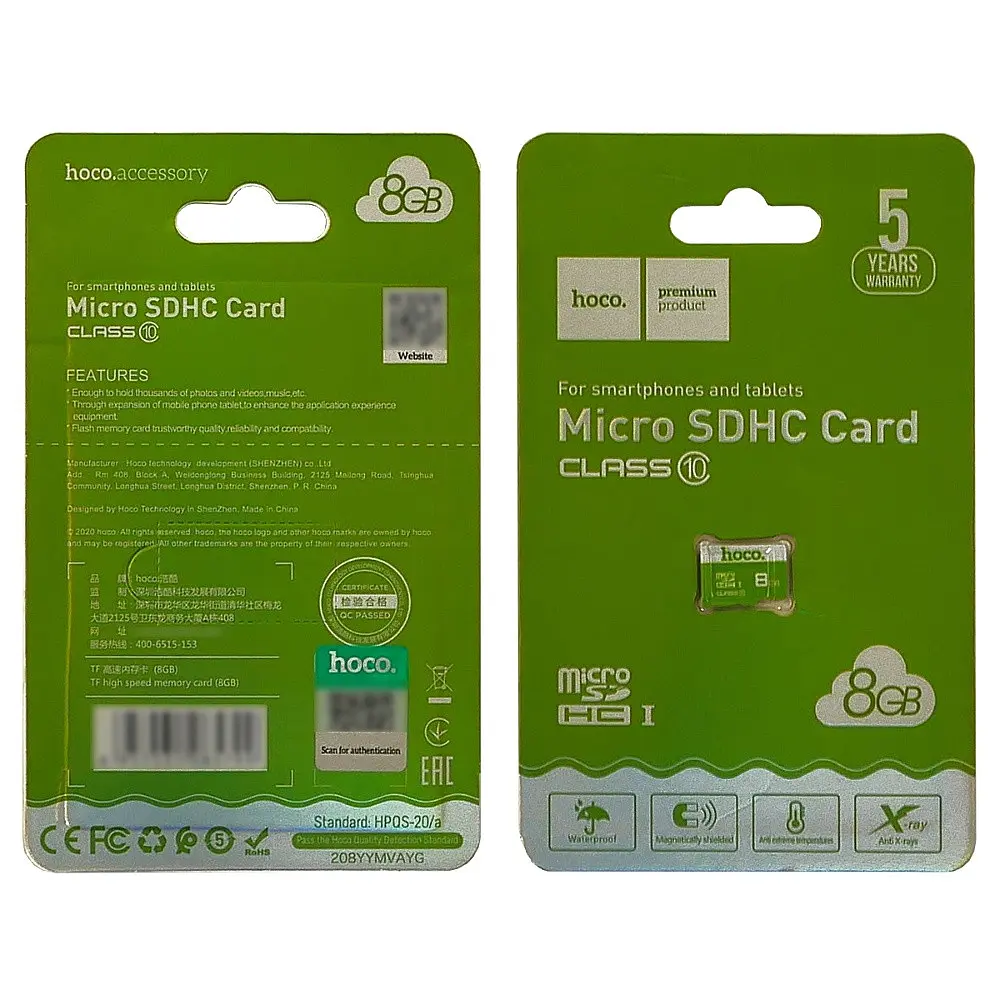 Карта пам'яті Hoco TF 8GB SDHC Class10 USB2.0 High-Speed ​​зелений - фото 3