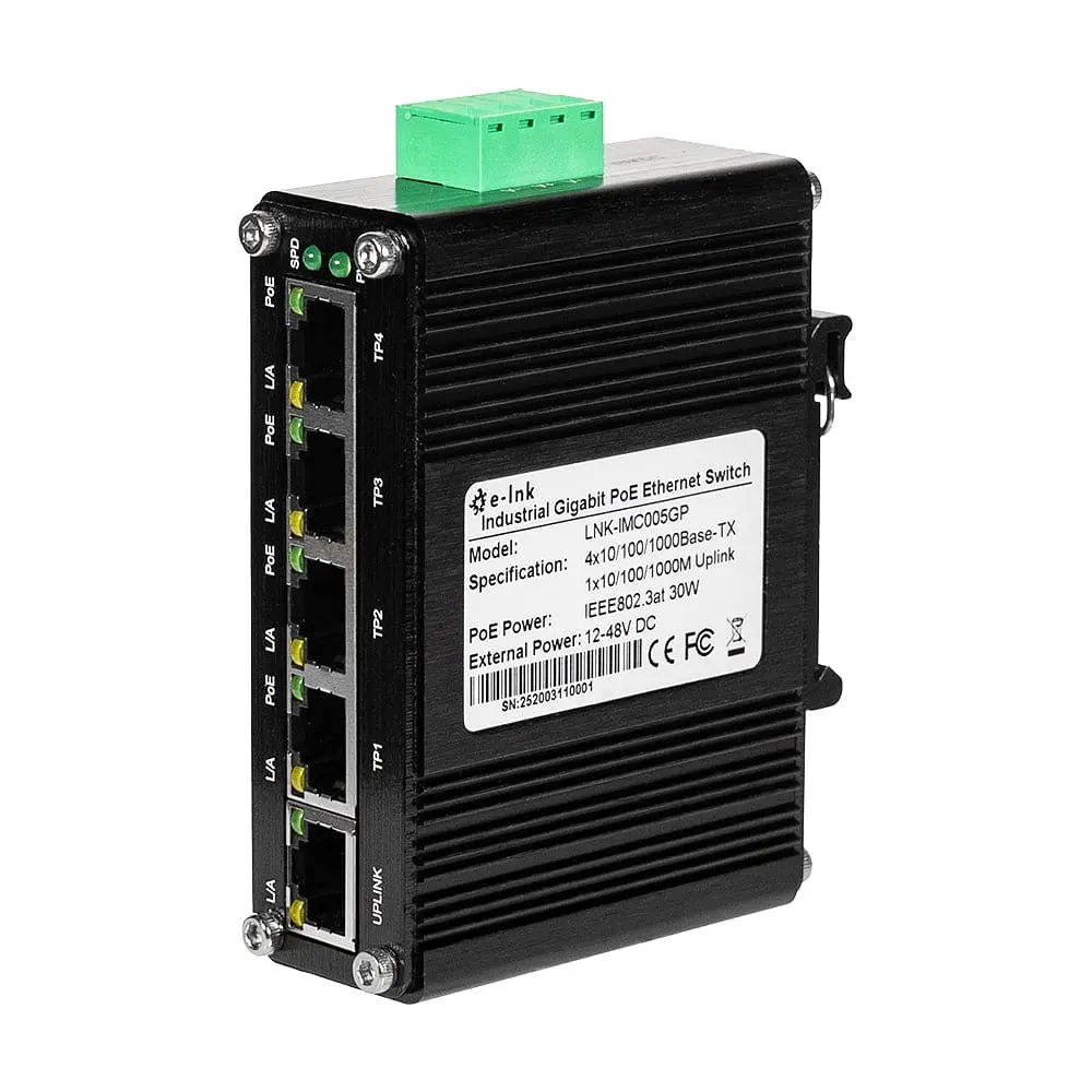 PoE-комутатор 5-портовий E-LINK LNK-IMC005GP з 4 портами PoE (73-00151)