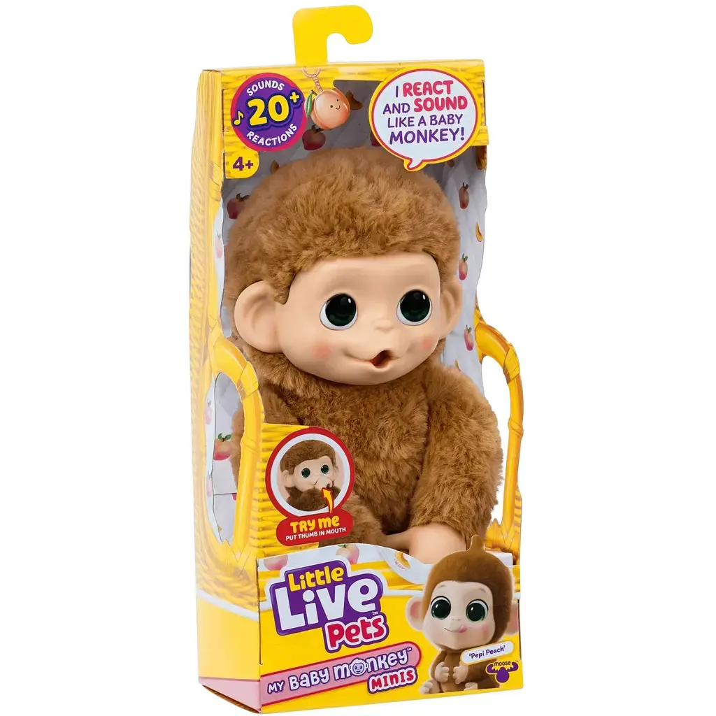 Інтерактивна іграшка Moose Little Live Pets Мавпеня Пепі Піч бежева (26766) - фото 2