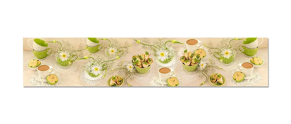 Кухонний фартух Яблучний рай для кухні наклейка ПВХ кава яблука ромашки Бежева 60х300 см Happy Pocket Z180572 - фото 7