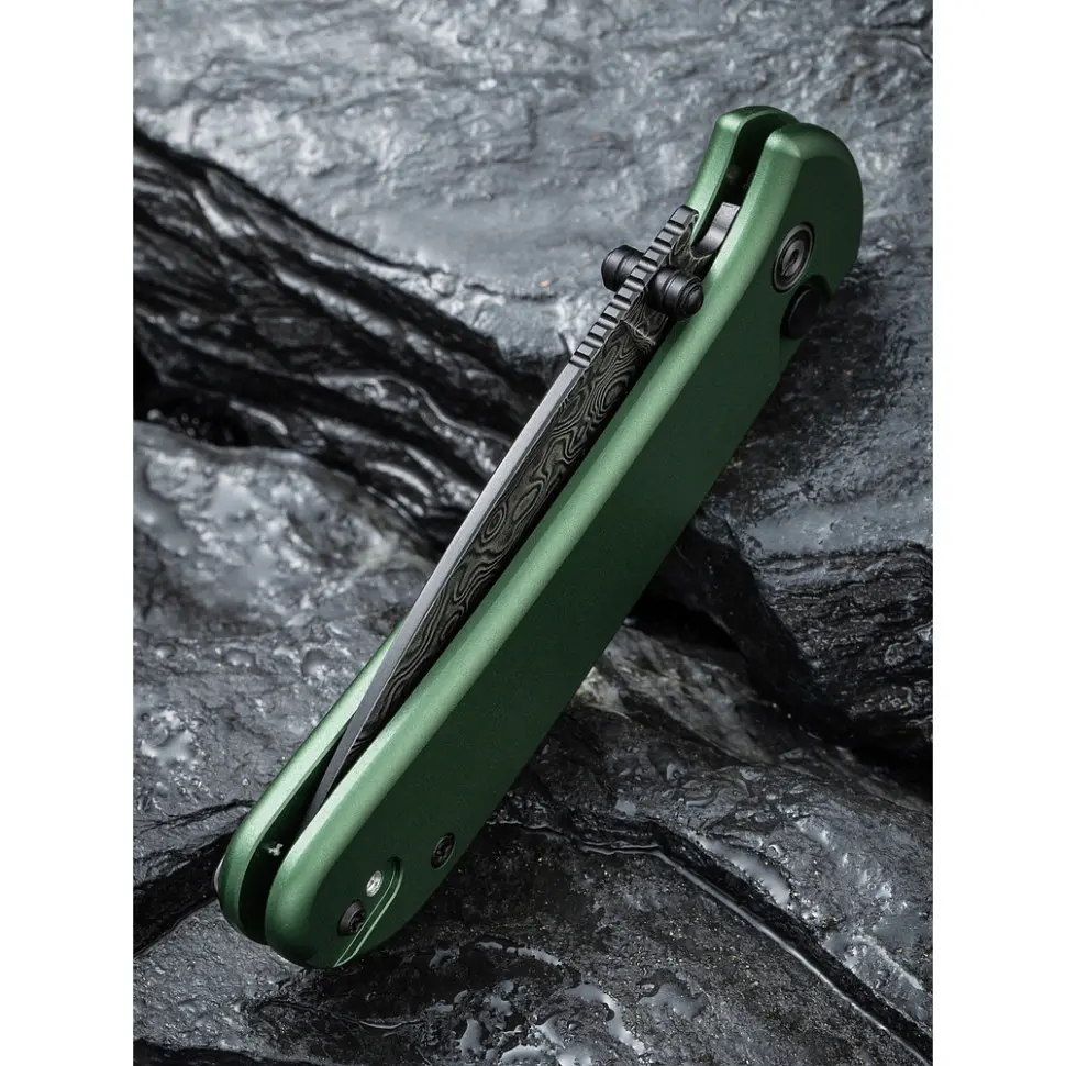 Ніж складаний кишеньковий Civivi Qubit, (7.6 см) Damascus / Aluminum темно-зелений - фото 15