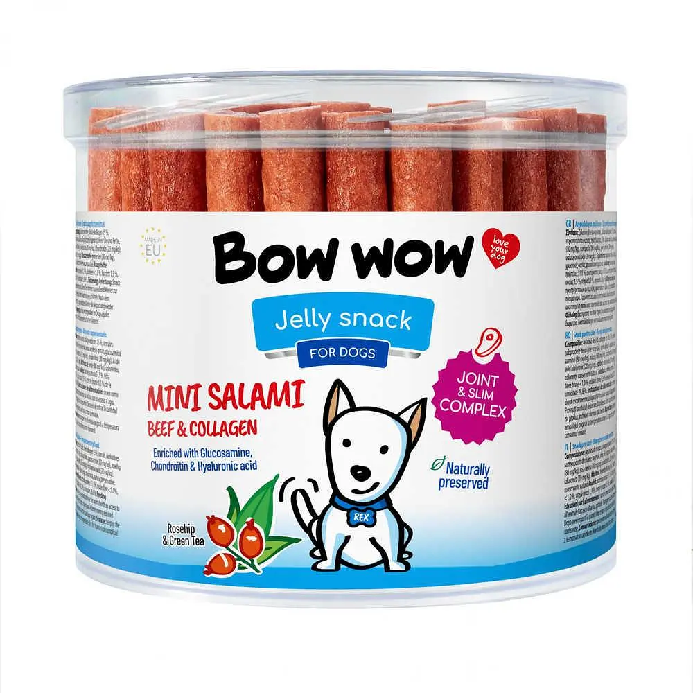 Ласощі для собак Bow Wow, палички мінісалямі з яловичиною та колагеном, 12 см, 60 шт./уп.