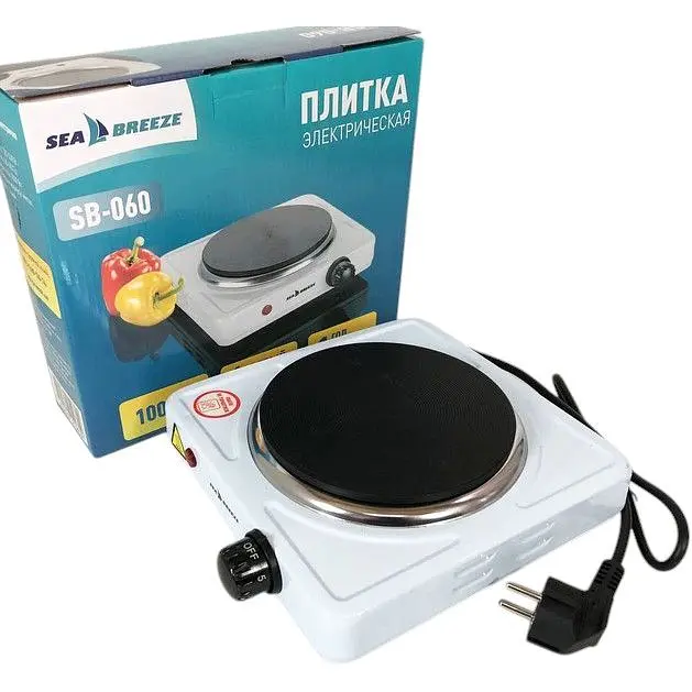 Електроплитка SeaBreeze SB-060 1000 Вт 1 конфорка диск біла - фото 6