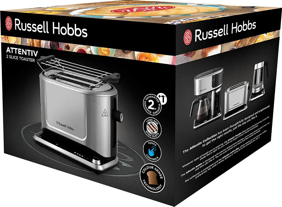 Тостер Attentiv 2 Slice 1500Вт, підігрів, розморожування, метал Russell Hobbs teh0025669 - фото 8