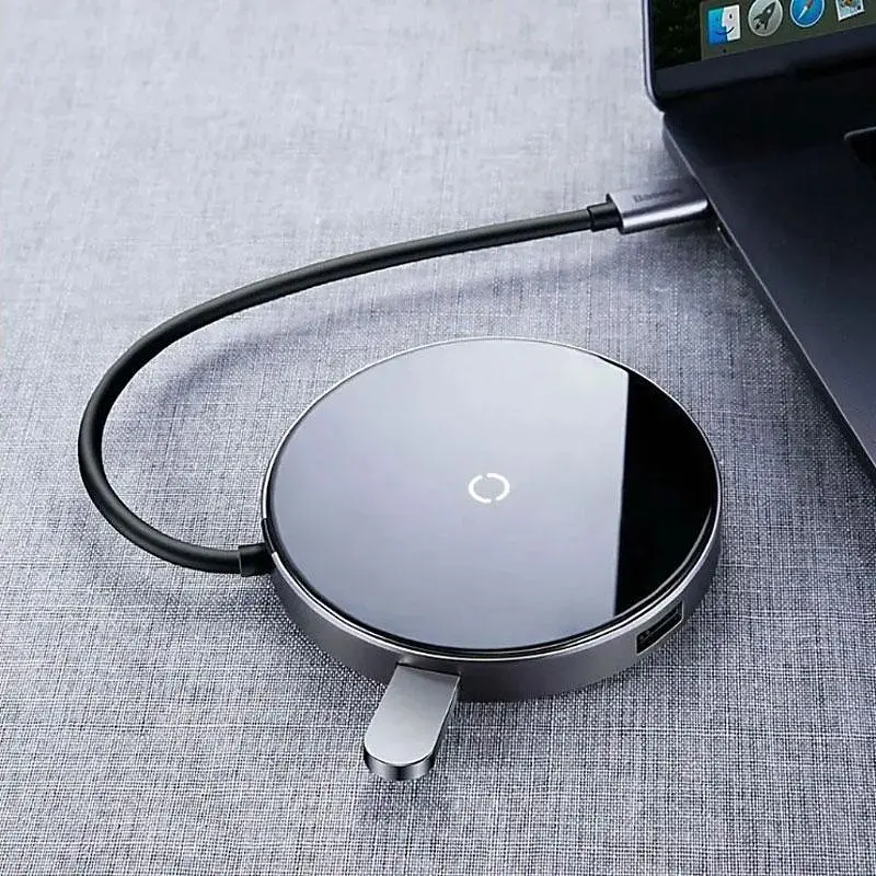 Беспроводное зарядное устройство Baseus Circular Xiaomirror Wireless Charger Hub Type-C to USB3.0+USB2.0 Type-C WXJMY-0G - фото 6