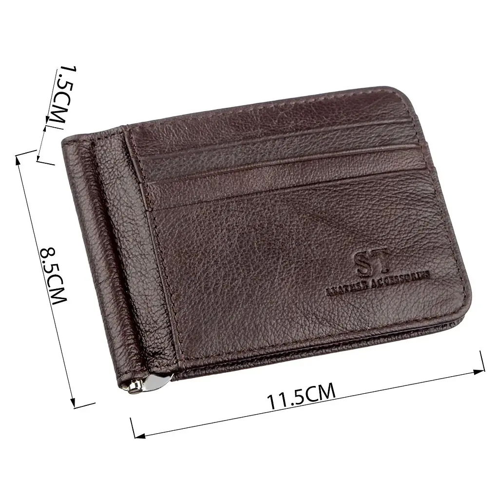 Стильний чоловічий затискач ST Leather 18941 коричневий - фото 6