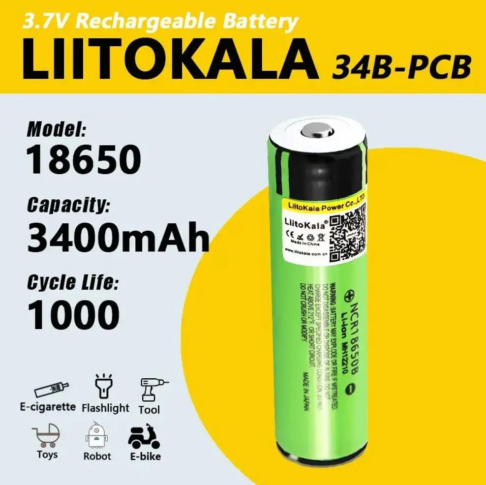 Акумуляторна батарея LiitoKala Lii-34B-PCB 18650 3.7V 3400mAh