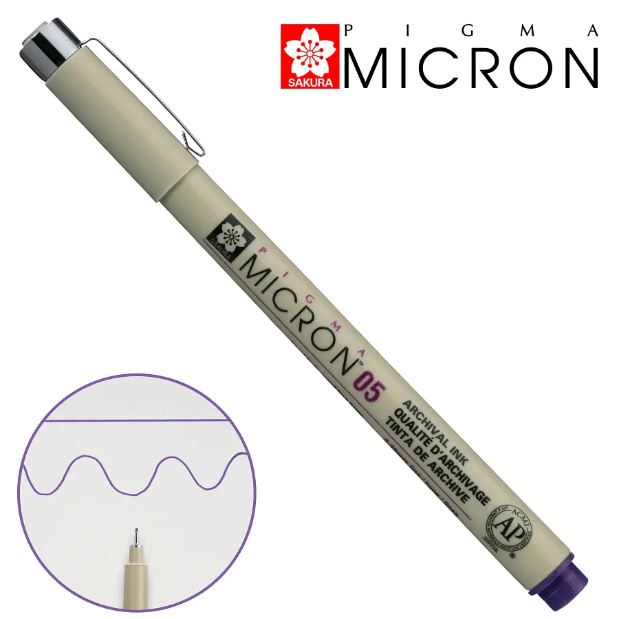 Лінер Sakura PIGMA MICRON (0.5), 0,45 мм фіолетовий