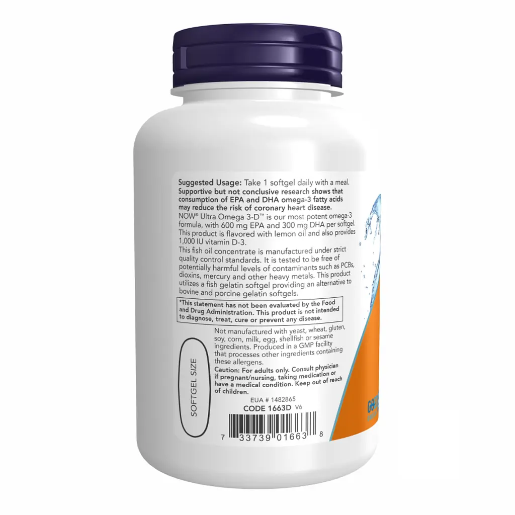 Омега-3 Now Foods Ultra Omega 3-D з вітаміном D3 90 fsg - фото 3