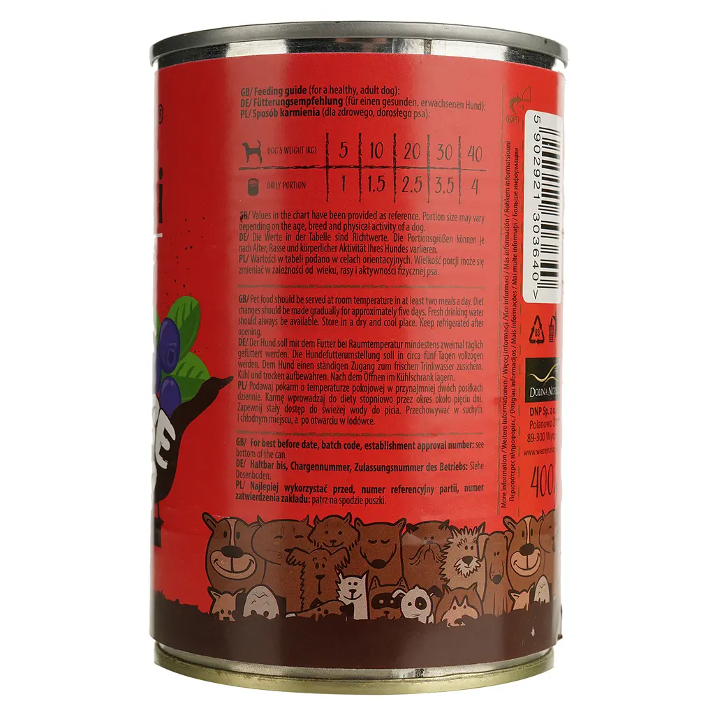 Вологий корм для собак Dolina Noteci Superfood з м'ясом яловичини та гусячим серцем 400 г - фото 4