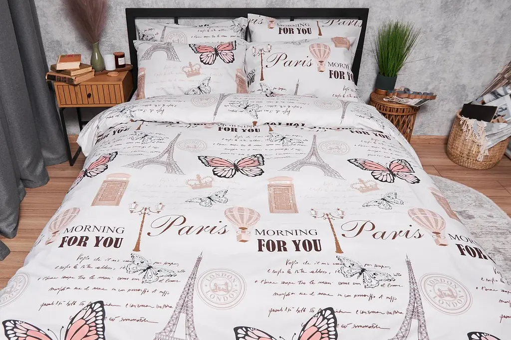 Комплект постільної білизни Moon&Star Ranforce Elite Paris For You євро 200х220 см наволочки 2х40х60 см - фото 2