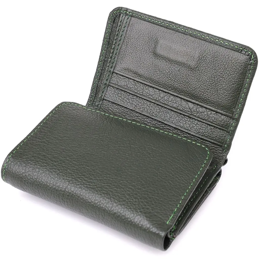 Жіночий гаманець компактного розміру з натуральної шкіри ST Leather 23072 зелений - фото 10