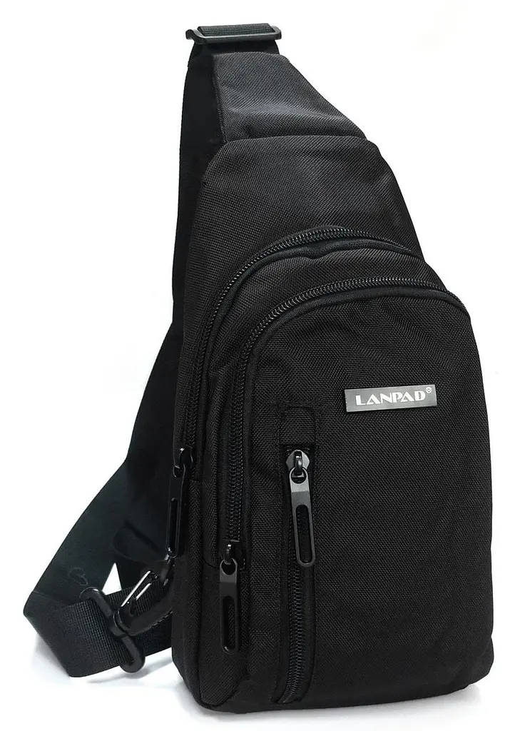 Чоловіча сумка тканинна Lanpad Чорна (LAN80002 black) - фото 3