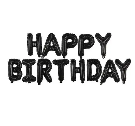 Кульки Happy birthday фольговані 16 дюймів чорні - фото 3