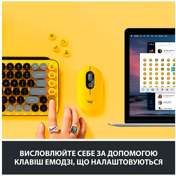 Клавиатура Logitech POP Keys Wireless Mechanical Keyboard Blast Yellow UA [920-010735] [94267] - фото 7