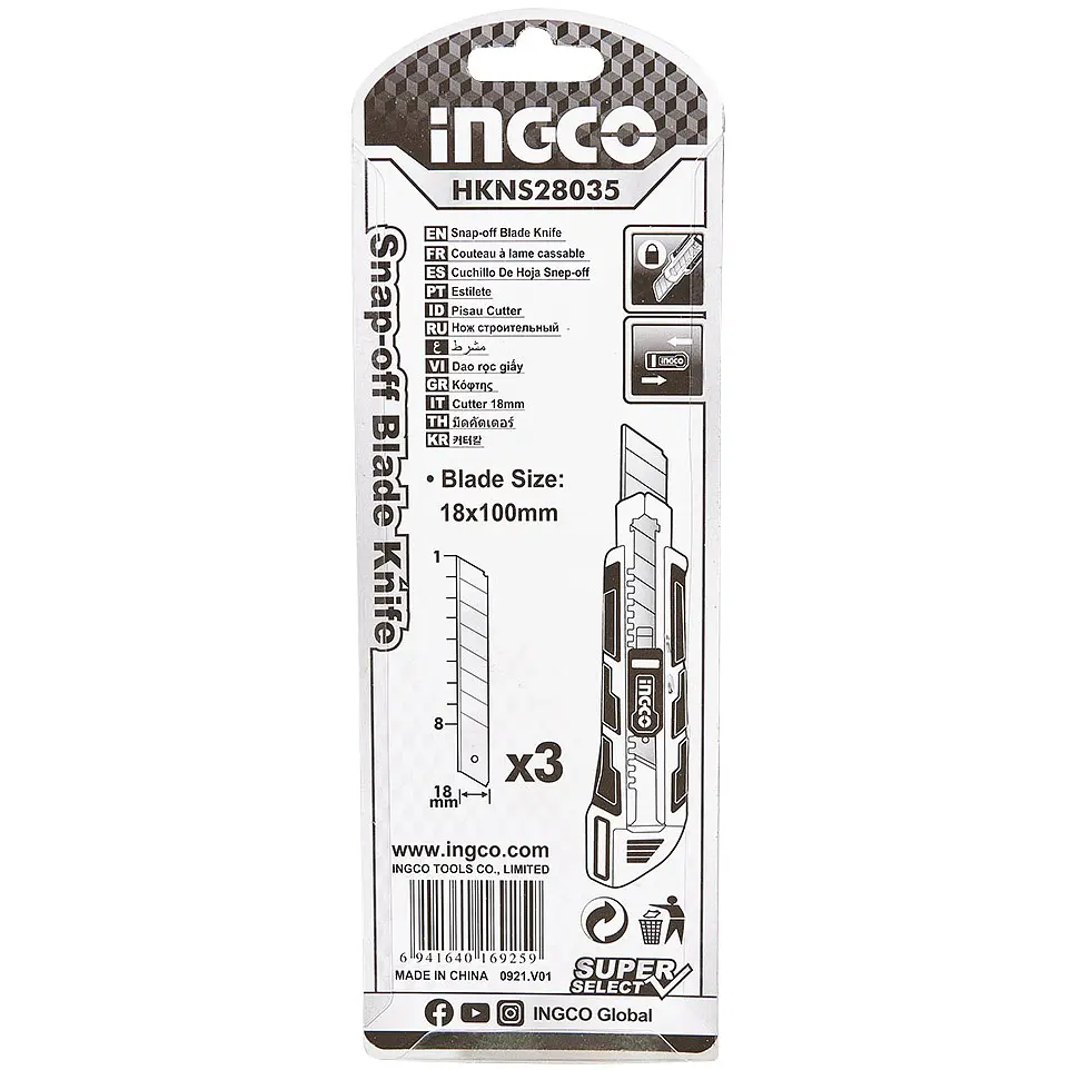 Ніж з сегментованим лезом Ingco Super Select 18 мм 3 леза SK5 (HKNS28035) - фото 4