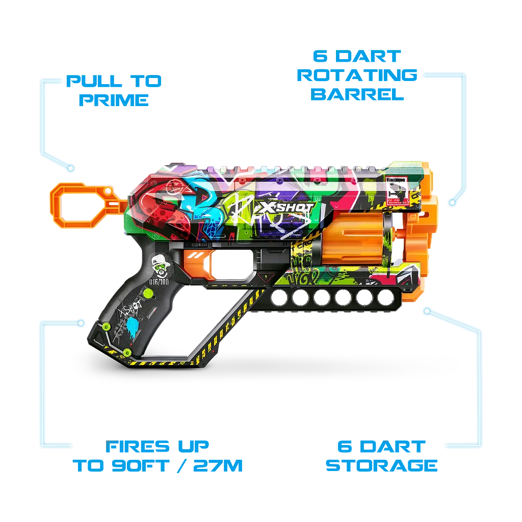 Швидкострільний бластер Zuru X-Shot Skins Griefer Graffiti, 12 патронів (36561G) - фото 7